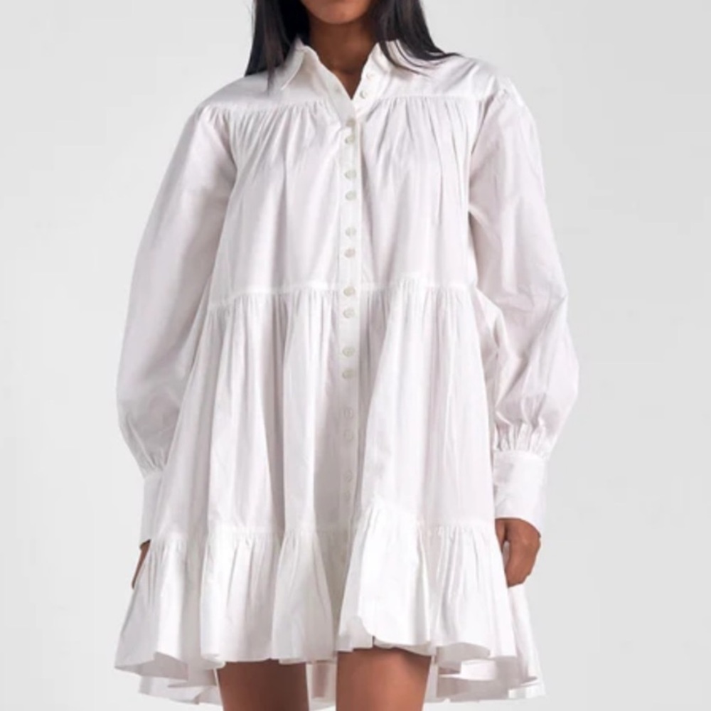 ASOS Edition Tiered Dress, 24 white button front